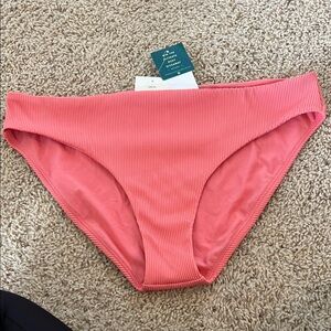 Roxy full coverage Pink Ribbed Bikini Bottoms